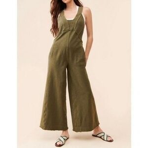 Anthropologie Daily Practice Palmra Women's Size Large Green Wide Leg Jumpsuit